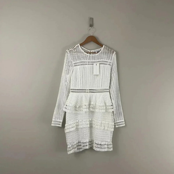 Endless Rose Begin Again White Crochet Lace Tiered Dress Size Medium - Picture 1 of 7